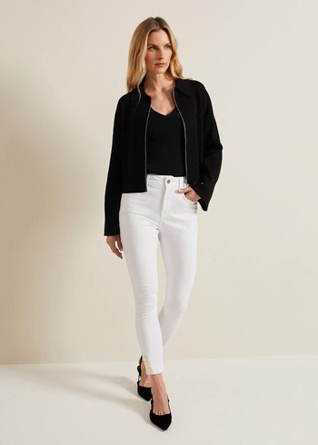 Phase Eight Joelle Button Detail Skinny Trousers White USA | 6438027-XK